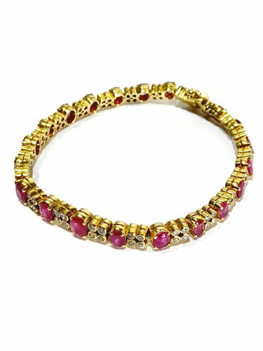 Bracelet Bracelet en or jaune 18 carats avec diamants et rubis 58 Facettes