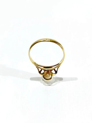 Bague 51 Bague en or jaune 18 carats avec perle 58 Facettes