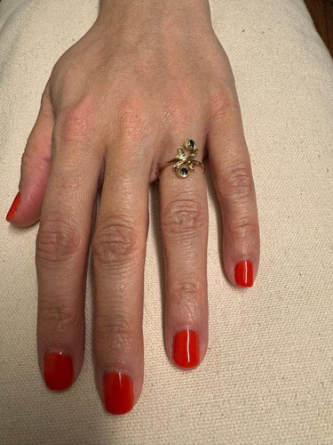 Bague 53 Bague toi et moi en or rose 18 carats, diamants et saphirs 58 Facettes