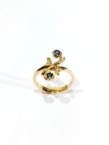 Bague 53 Bague toi et moi en or rose 18 carats, diamants et saphirs 58 Facettes