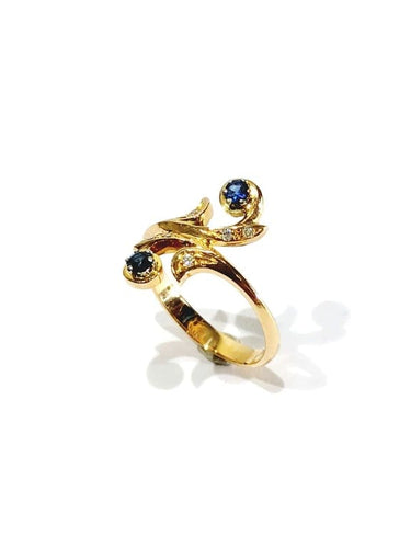Bague 53 Bague toi et moi en or rose 18 carats, diamants et saphirs 58 Facettes