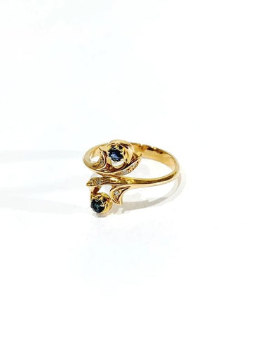 Bague 53 Bague toi et moi en or rose 18 carats, diamants et saphirs 58 Facettes
