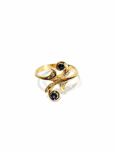 Bague 53 Bague toi et moi en or rose 18 carats, diamants et saphirs 58 Facettes