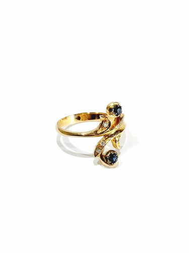 Bague 53 Bague toi et moi en or rose 18 carats, diamants et saphirs 58 Facettes