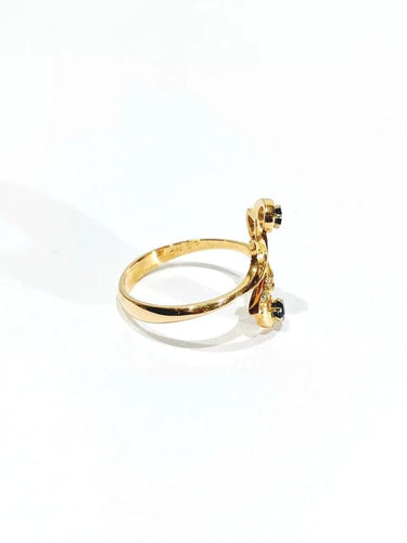 Bague 53 Bague toi et moi en or rose 18 carats, diamants et saphirs 58 Facettes