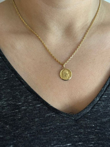 Pendentif Médaille Vierge - Pendentif en or jaune 18 carats 58 Facettes