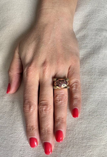 Bague 54 Constellation - Bague en or rose et rubis synthétiques 58 Facettes