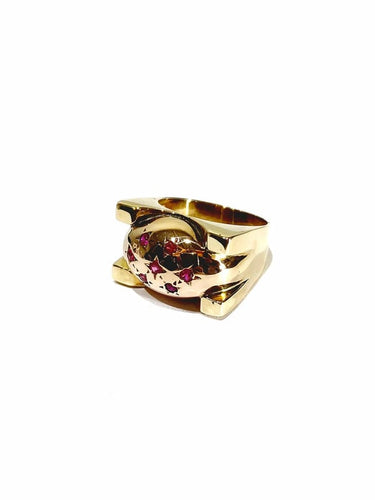 Bague 54 Constellation - Bague en or rose et rubis synthétiques 58 Facettes