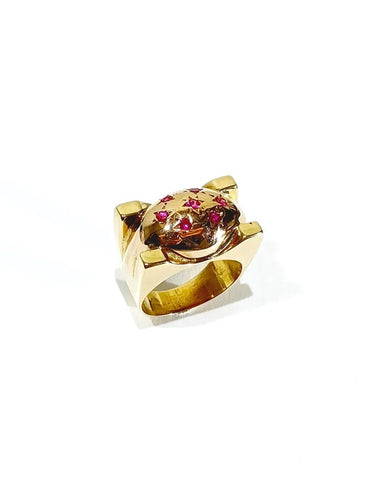 Bague 54 Constellation - Bague en or rose et rubis synthétiques 58 Facettes
