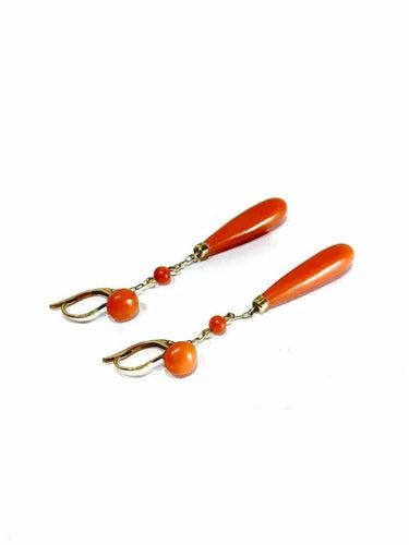 Boucles d'oreilles Boucles d'oreilles pendantes en or jaune 18 carats et corail 58 Facettes
