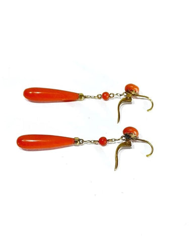 Boucles d'oreilles Boucles d'oreilles pendantes en or jaune 18 carats et corail 58 Facettes