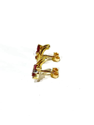 Boucles d'oreilles Boucles d’oreilles en or jaune 18 carats, diamants et rubis 58 Facettes