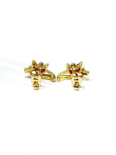 Boucles d'oreilles Boucles d’oreilles en or jaune 18 carats, diamants et rubis 58 Facettes