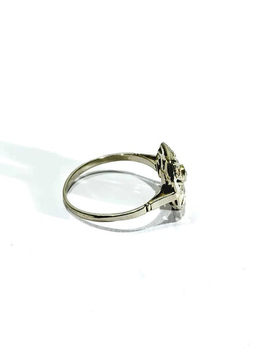 Bague 50 Bague Art déco en or blanc 18 carats et diamants taille rose 58 Facettes
