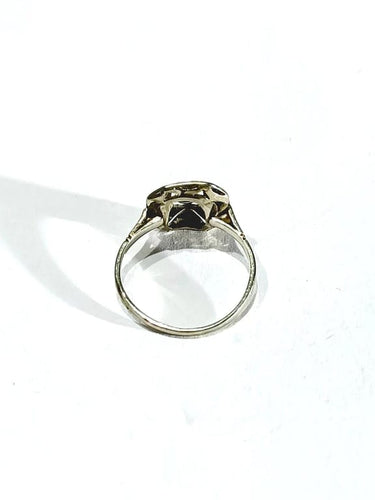 Bague 50 Bague Art déco en or blanc 18 carats et diamants taille rose 58 Facettes