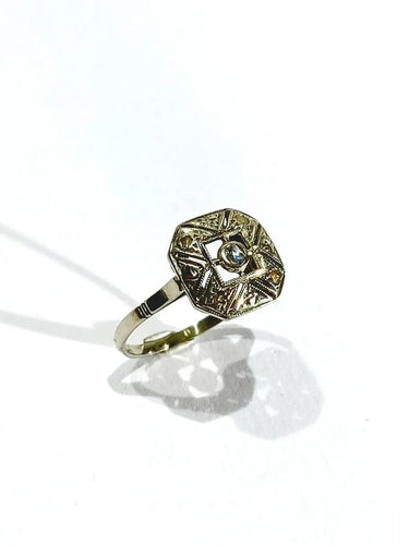 Bague 50 Bague Art déco en or blanc 18 carats et diamants taille rose 58 Facettes