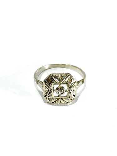 Bague 50 Bague Art déco en or blanc 18 carats et diamants taille rose 58 Facettes