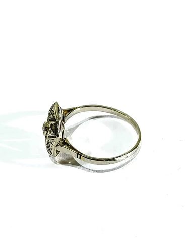 Bague 50 Bague Art déco en or blanc 18 carats et diamants taille rose 58 Facettes