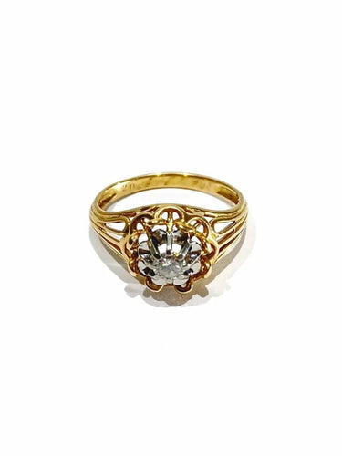 Bague 55 Bague en or rose 18 carats et diamant taille brillant 58 Facettes