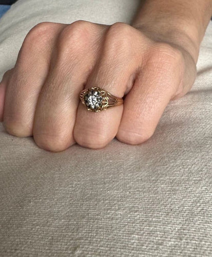 Bague 55 Bague en or rose 18 carats et diamant taille brillant 58 Facettes