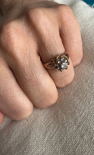 Bague 55 Bague en or rose 18 carats et diamant taille brillant 58 Facettes