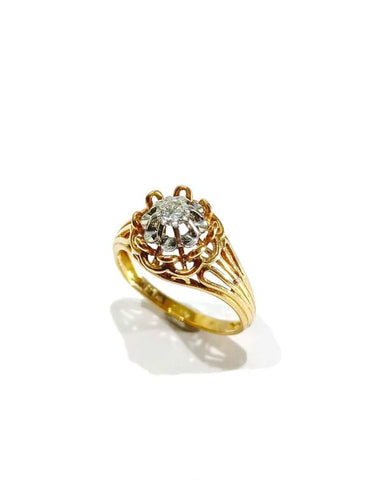 Bague 55 Bague en or rose 18 carats et diamant taille brillant 58 Facettes