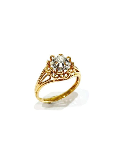 Bague 55 Bague en or rose 18 carats et diamant taille brillant 58 Facettes