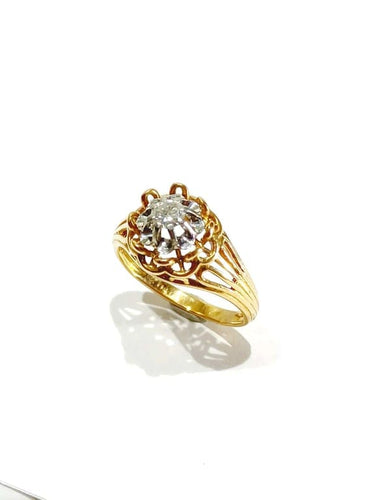 Bague 55 Bague en or rose 18 carats et diamant taille brillant 58 Facettes