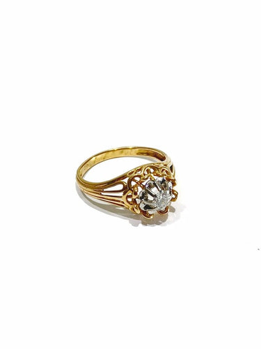 Bague 55 Bague en or rose 18 carats et diamant taille brillant 58 Facettes
