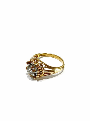 Bague 55 Bague en or rose 18 carats et diamant taille brillant 58 Facettes
