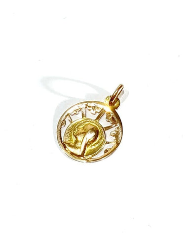 Pendentif Médaille Vierge Marie ajourée en or rose 18 carats 58 Facettes