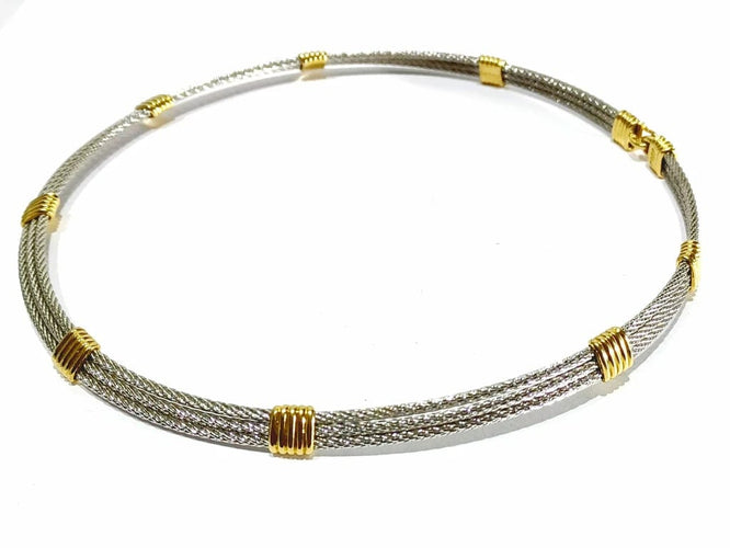 Collier Fred Force 10 - Collier ras de cou en or 18 carats et acier 58 Facettes