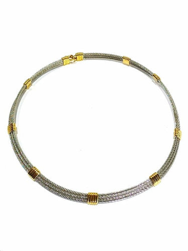Collier Fred Force 10 - Collier ras de cou en or 18 carats et acier 58 Facettes