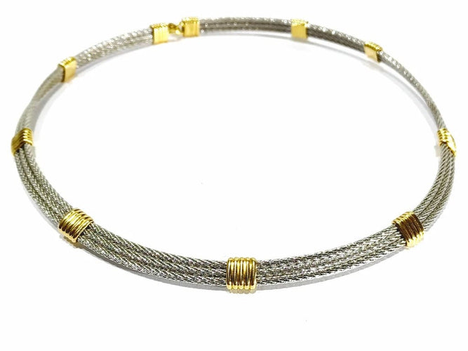 Collier Fred Force 10 - Collier ras de cou en or 18 carats et acier 58 Facettes