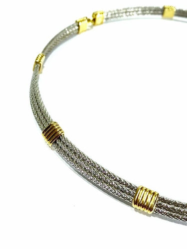 Collier Fred Force 10 - Collier ras de cou en or 18 carats et acier 58 Facettes