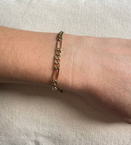 Bracelet Bracelet Figaro en or rose 18 carats 58 Facettes