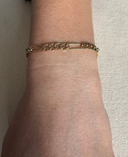Bracelet Bracelet Figaro en or rose 18 carats 58 Facettes