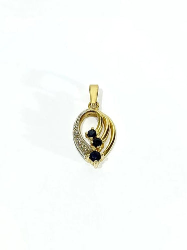 Pendentif Pendentif en or jaune et or blanc 18 carats, diamants et saphirs 58 Facettes