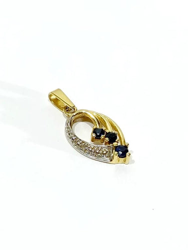 Pendentif Pendentif en or jaune et or blanc 18 carats, diamants et saphirs 58 Facettes
