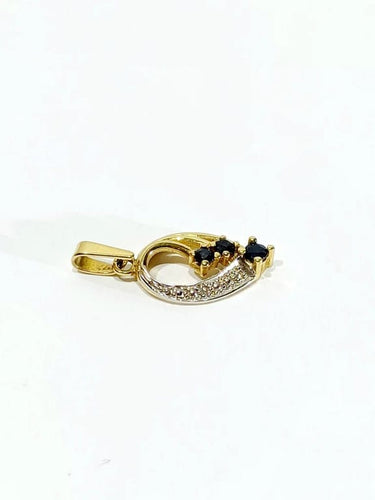 Pendentif Pendentif en or jaune et or blanc 18 carats, diamants et saphirs 58 Facettes