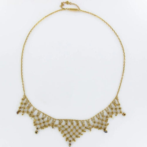 Collier Collier draperie ancien en or jaune 18 carats, saphirs, rubis et perles 58 Facettes 15-168