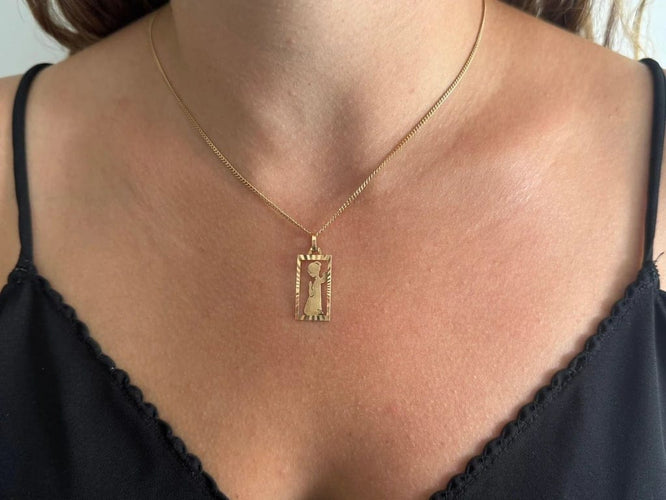 Pendentif Médaille ange ajourée en or champagne 18 carats 58 Facettes