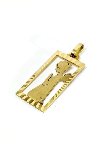 Pendentif Médaille ange ajourée en or champagne 18 carats 58 Facettes
