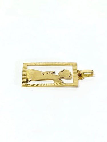 Pendentif Médaille ange ajourée en or champagne 18 carats 58 Facettes