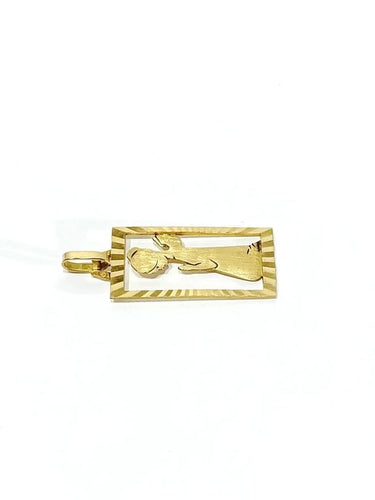 Pendentif Médaille ange ajourée en or champagne 18 carats 58 Facettes