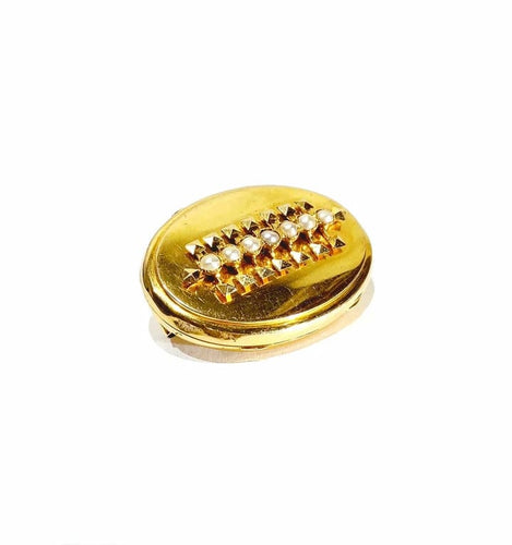Broche Broche porte-photo Art déco en or rose 18 carats et demi-perles 58 Facettes