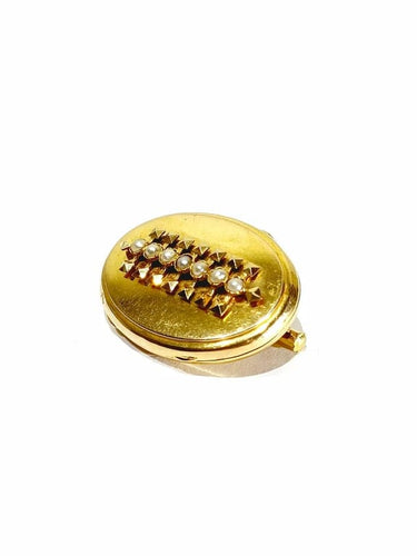 Broche Broche porte-photo Art déco en or rose 18 carats et demi-perles 58 Facettes