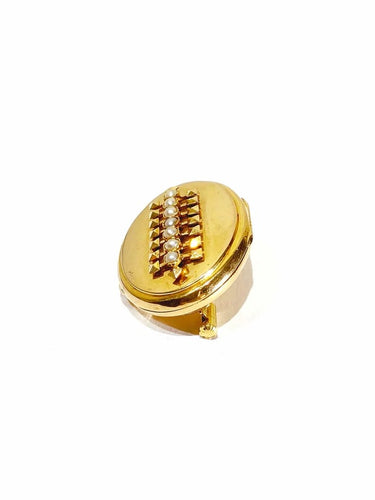 Broche Broche porte-photo Art déco en or rose 18 carats et demi-perles 58 Facettes