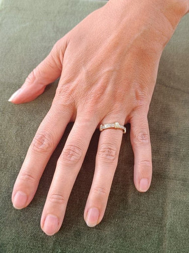 Bague 48.5 Bague alliance en or champagne et diamants 58 Facettes