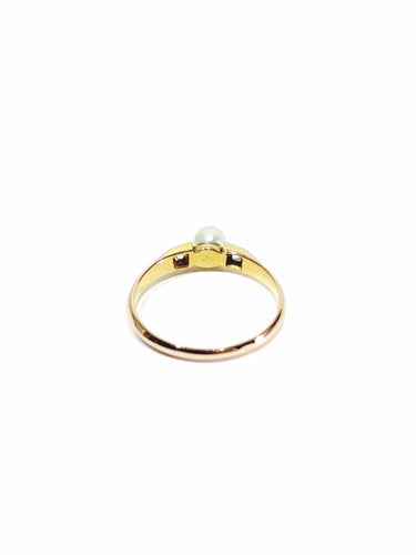 Bague 51 Bague ancienne en or rose 18 carats avec perle et diamants 58 Facettes